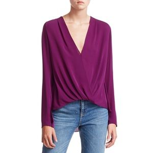 A.L.C. Harmon Silk V-Neck Blouse in Purple, size 6